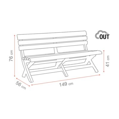 Dimensions Banc WESTPORT Grosfillex Taupe US449181