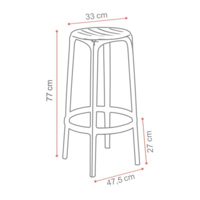 Dimensions tabouret de bar CANNES Grosfillex