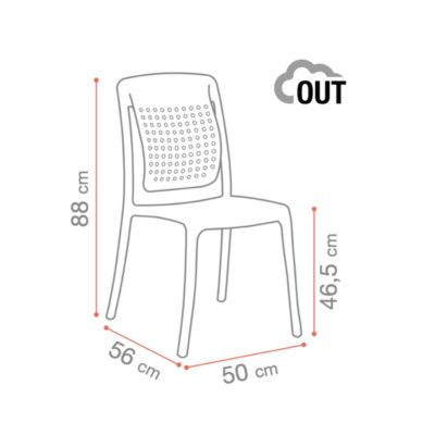 Dimensions chaises FACTORY Grosfillex