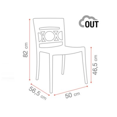 Dimensions Chaise MOON Grosfillex