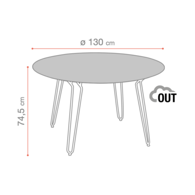 Dimensions tables RAMATUELLE 73' ∅130cm Grosfillex