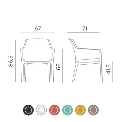 Fauteuil NET Nardi dimensions et couleurs