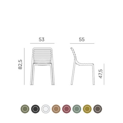 Chaise DOGA BISTROT Nardi dimensions et couleurs
