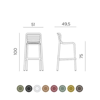 Chaise DOGA STOOL Nardi dimensions et couleurs