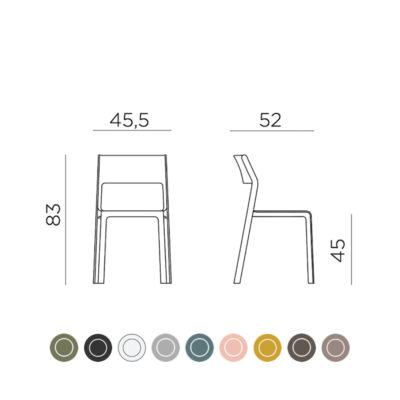 Chaise TRILL BISTROT Nardi dimensions et couleurs