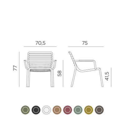 Fauteuil DOGA RELAX Nardi dimensions couleurs