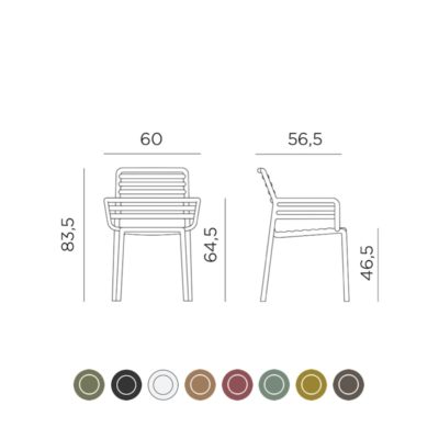 Fauteuil DOGA Nardi dimensions et couleurs