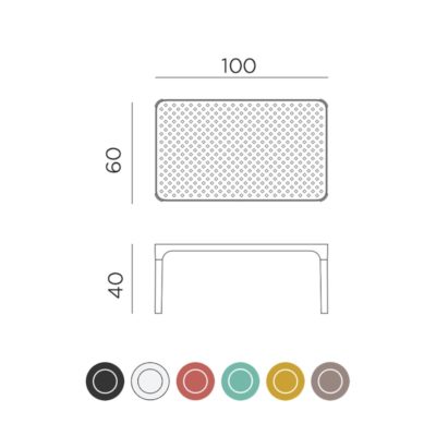Table basse NET Nardi dimensions 100 x 60cm & couleurs